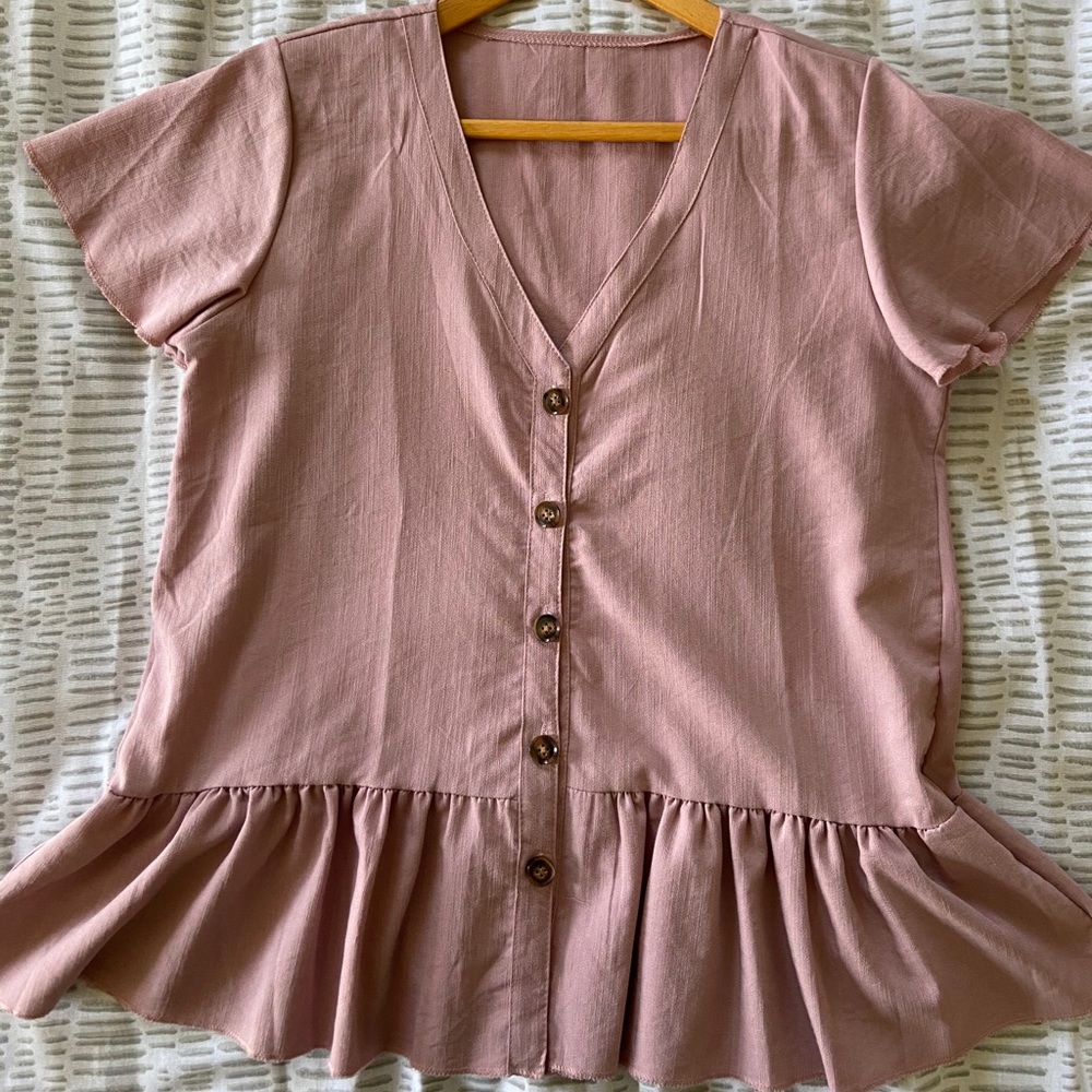 Shein Button Down Peplum Top • XL